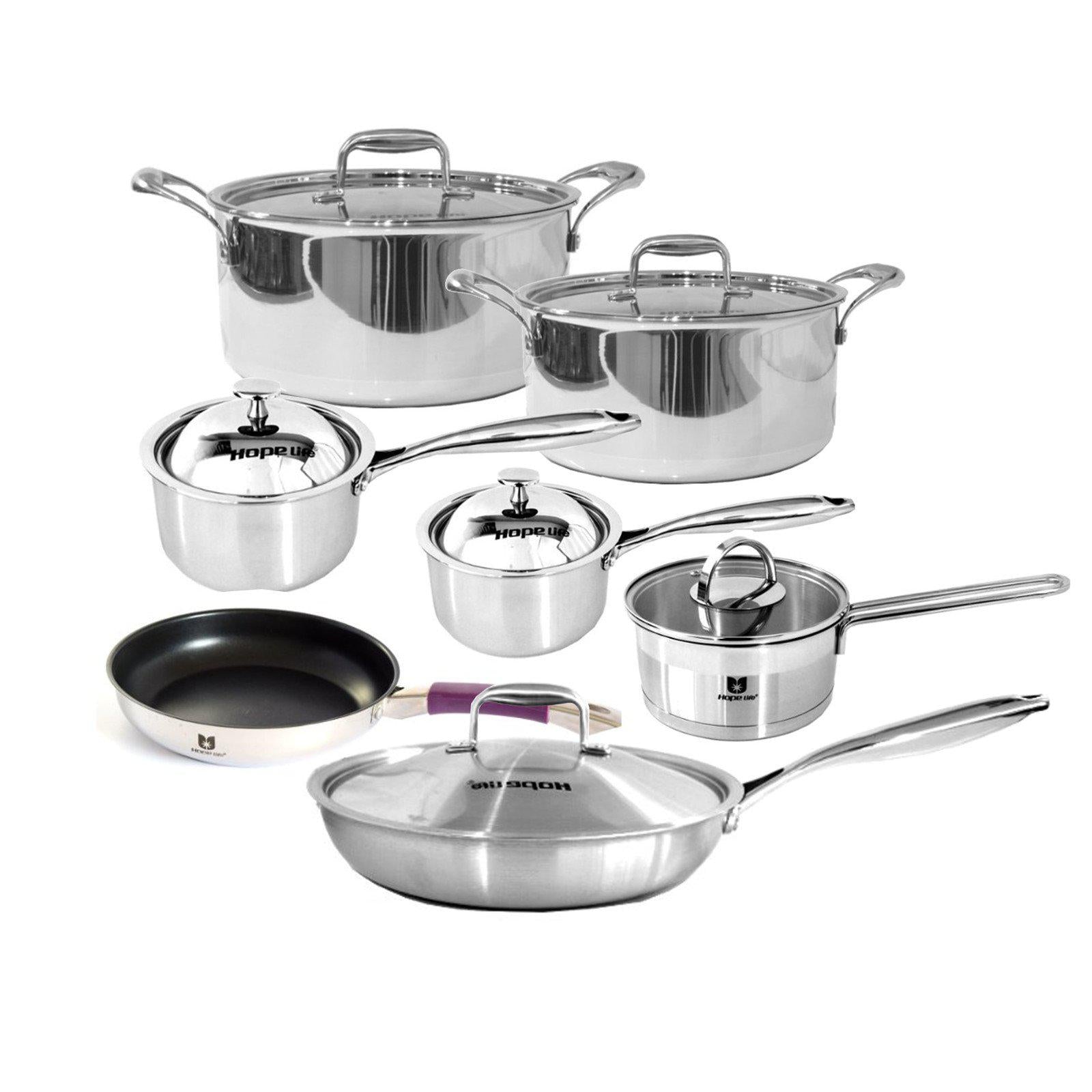 Induction Cookware Set Stainless Steel Saucepans Frying Pans