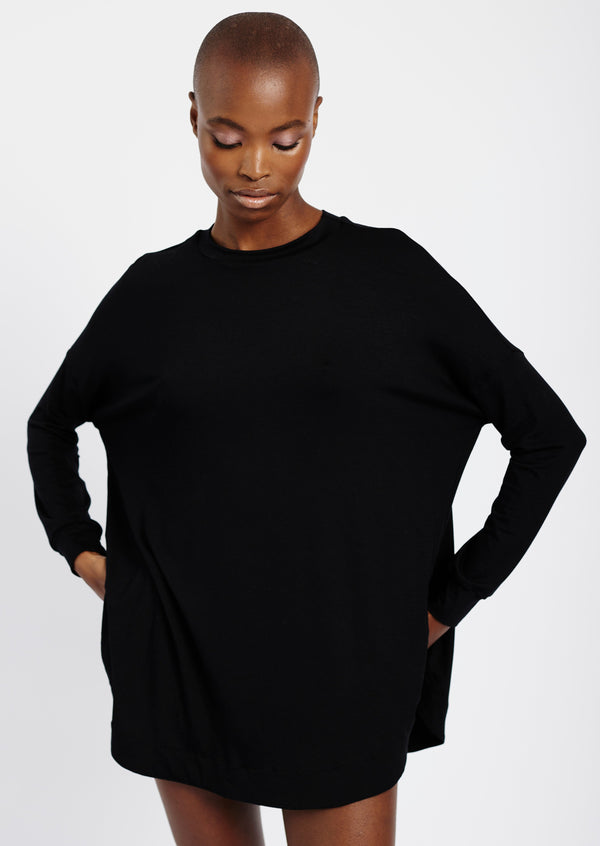 The Dolman Sleeve Essential Knit in Black with Front Seam