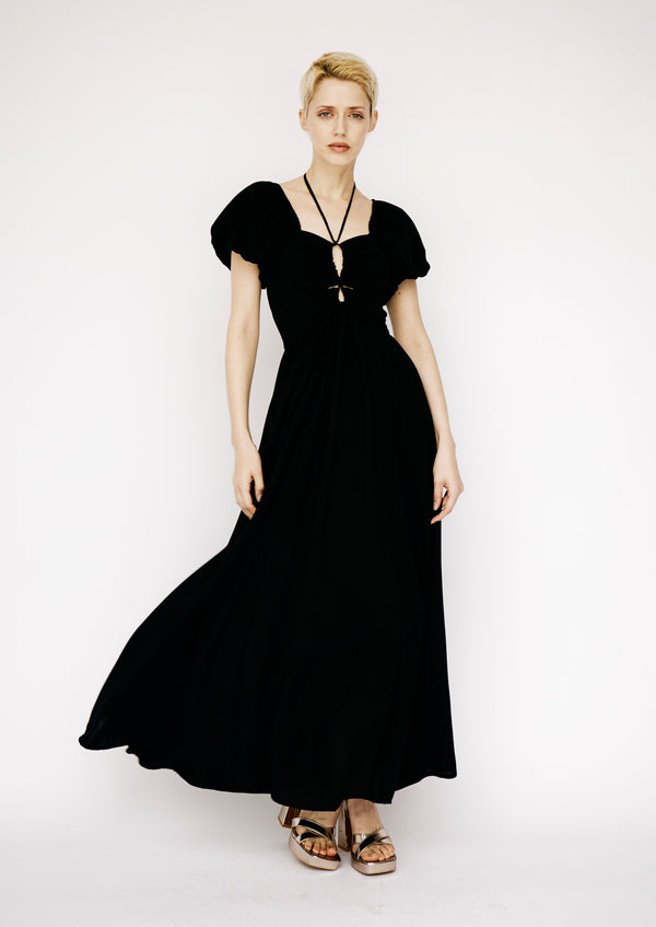 The Puff Sleeve Eva Dress in Black