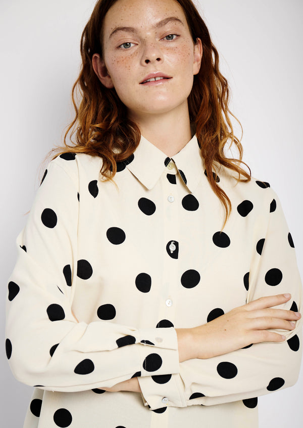 The Essential Shirt in Black and Cream Spot