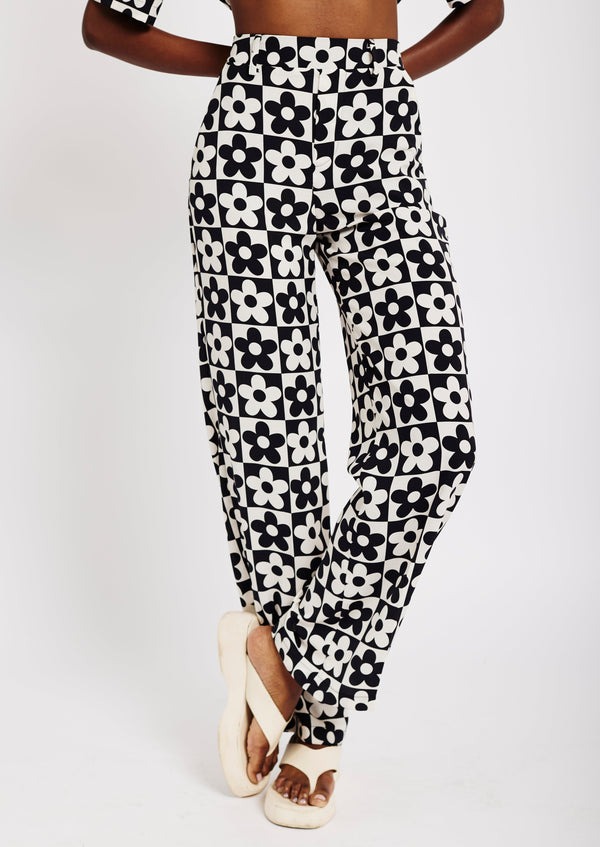 Elasticated Tailored Pant in 60s Daisy
