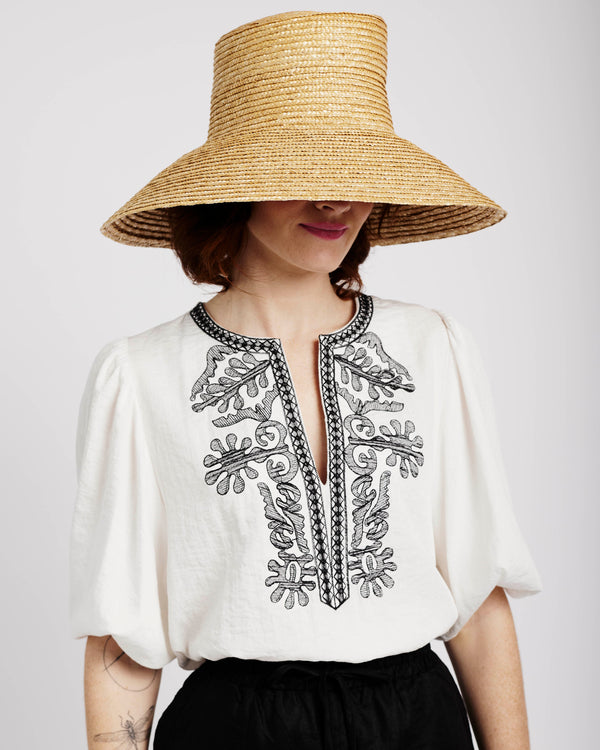 Embroidered Tunic Top in White