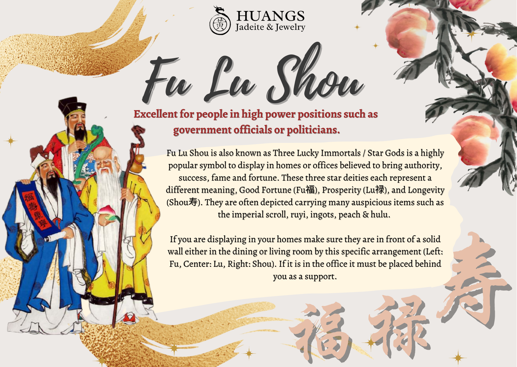 Fu Lu Shou 福祿壽三星 | Huangs Jadeite and Jewelry Pte Ltd
