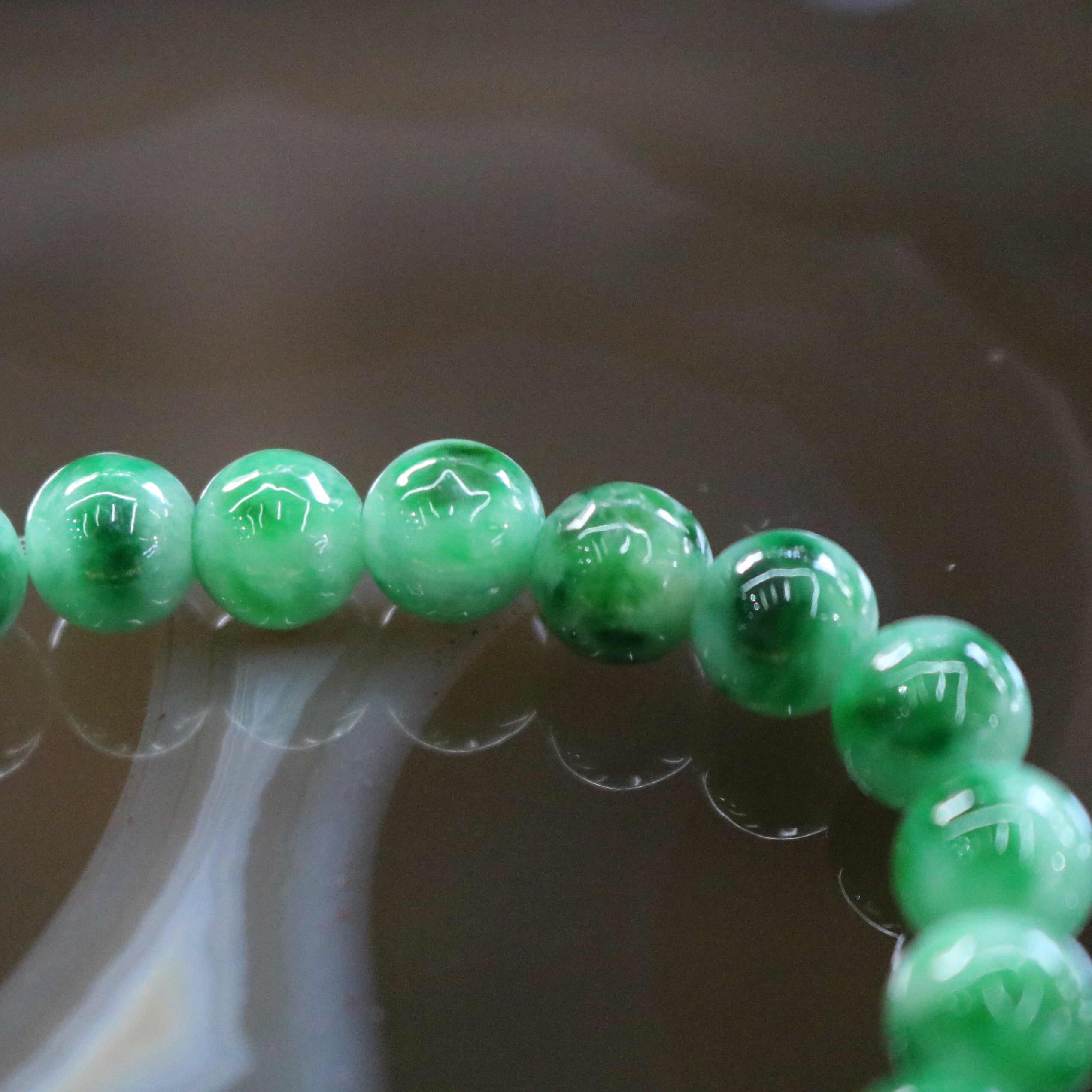Type A Burmese Jade Jadeite Beads Bracelet with 24k Gold Pixiu and Bal ...