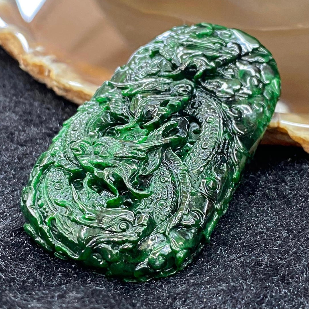 Type A Burmese Old Mine Jade Jadeite 9 Dragon Pendant feng shui ...