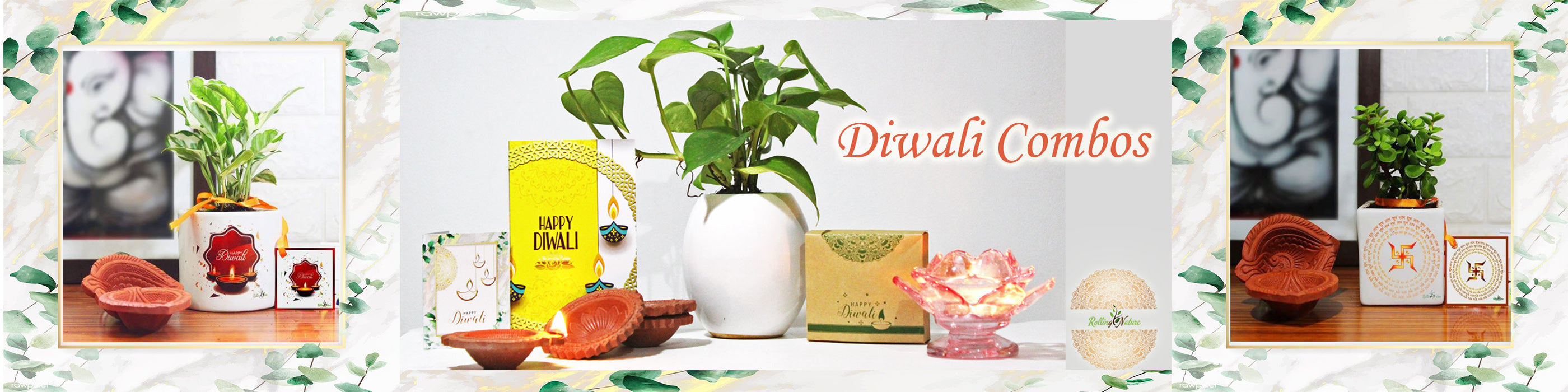 Diwali, Gift, Plants, Green, Rolling, Nature, RollingNature, Combos, Greeting, Card, Set, India, Indoor, House, Good Luck, Air Purifying, Diya, Happy, Deepawali, Online, Shop