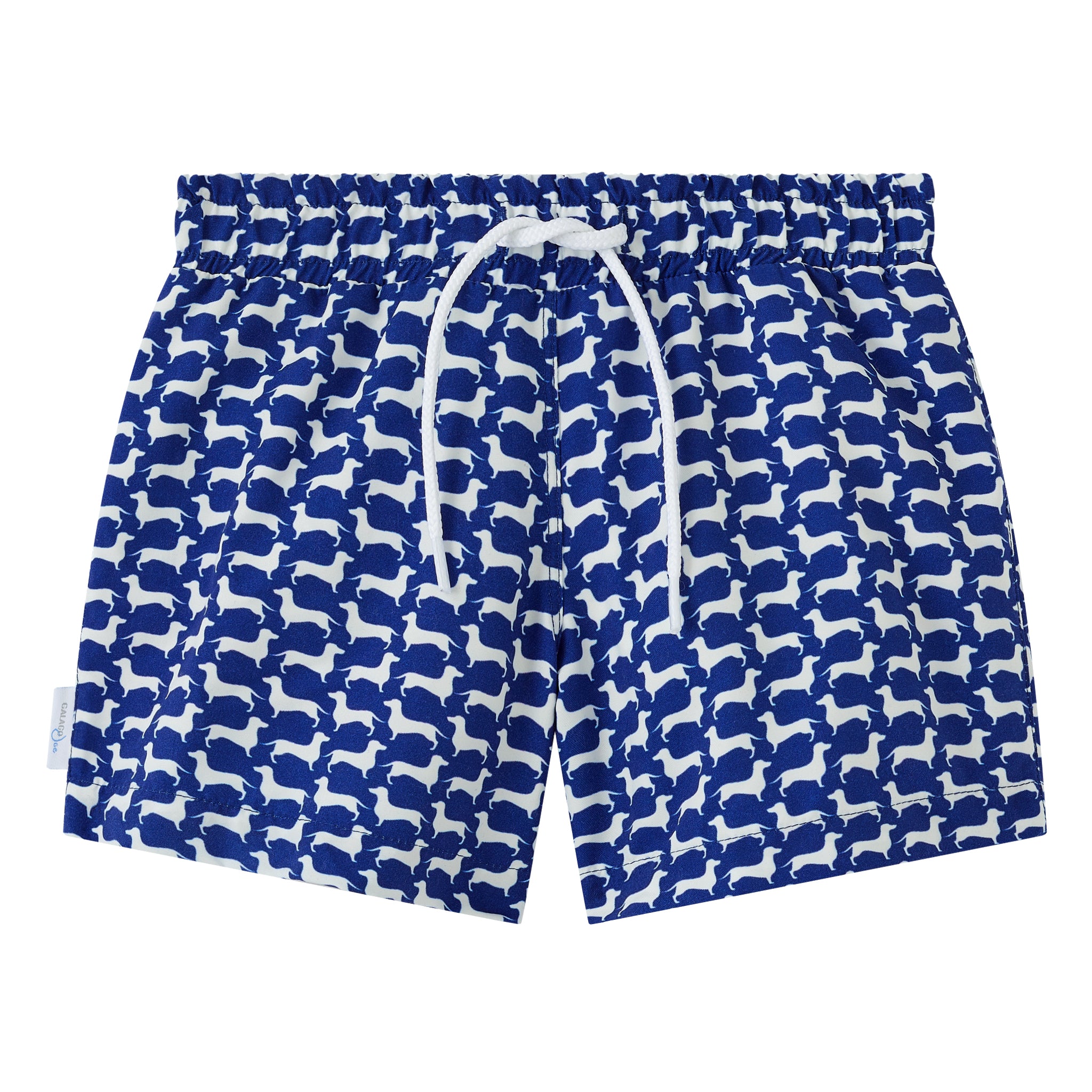 Matching Drawstring Swim Shorts | Navy Small Dachshund | Galago Joe