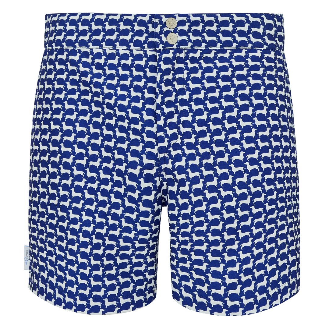 Men's Tailored Swim Shorts | Small Print Dachshund | Galago Joe