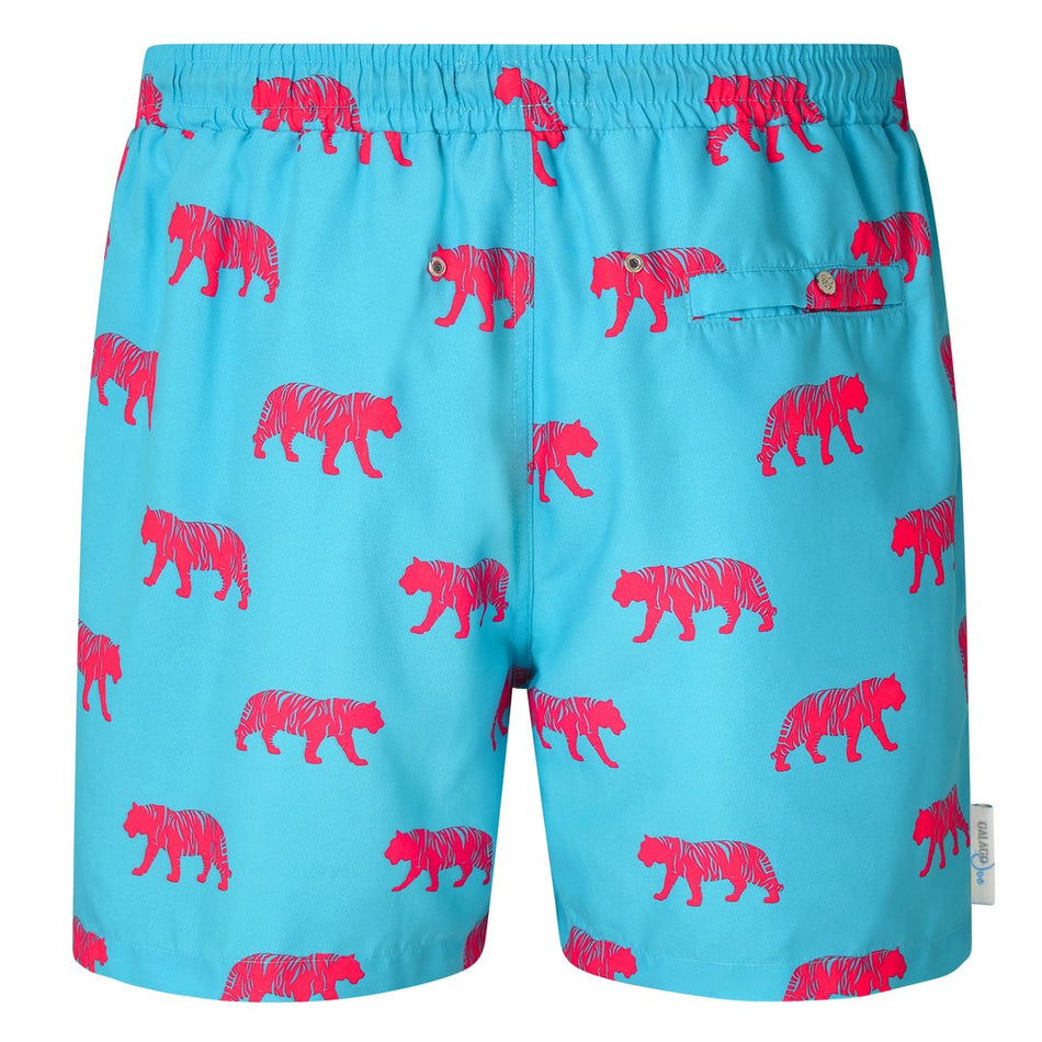 Men's Drawstring Swim Shorts | Tiger Print | Galago Joe