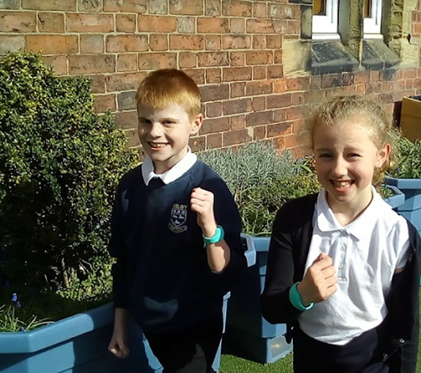 Children at Selby Abbey Primary School with their Moki Bands