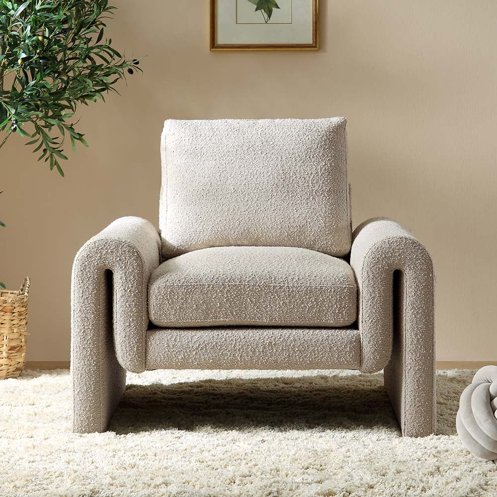 Hampstead Taupe Boucle Curved Armchair