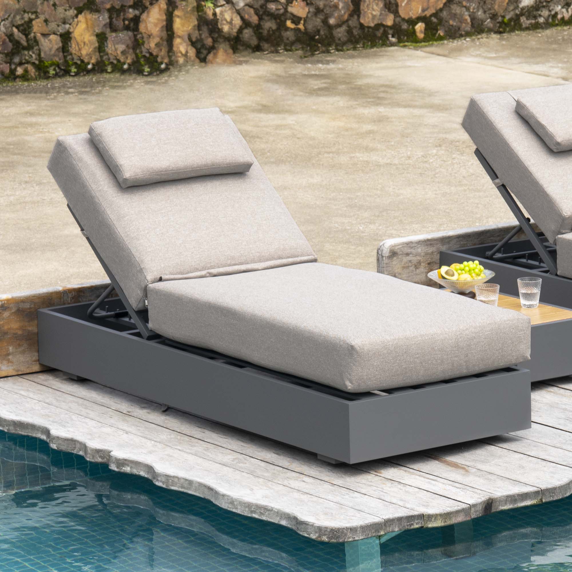 Jardin Aluminium Outdoor Sun Lounger, Granite