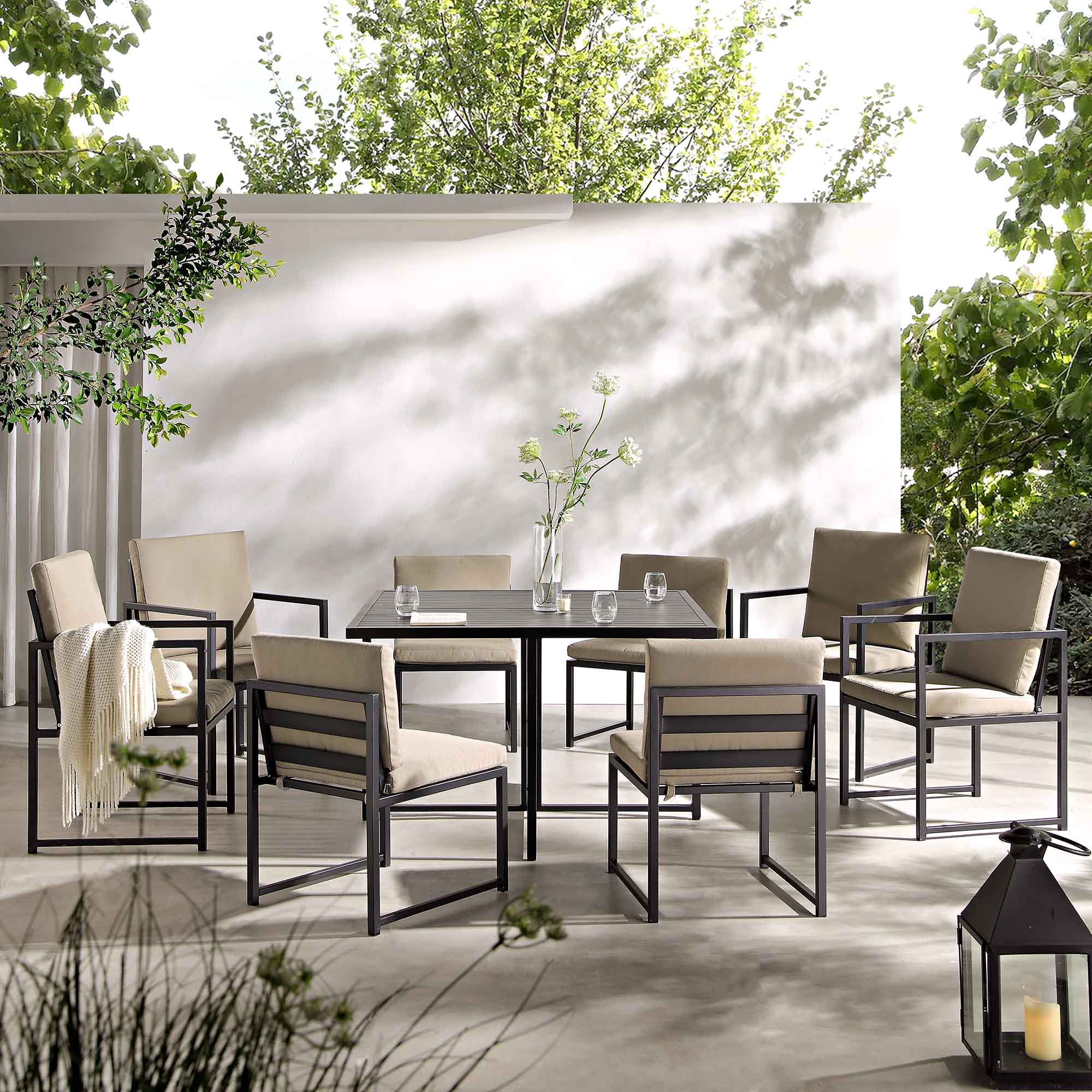 Albany Aluminium 9-Piece Outdoor Cube Dining Set,Taupe