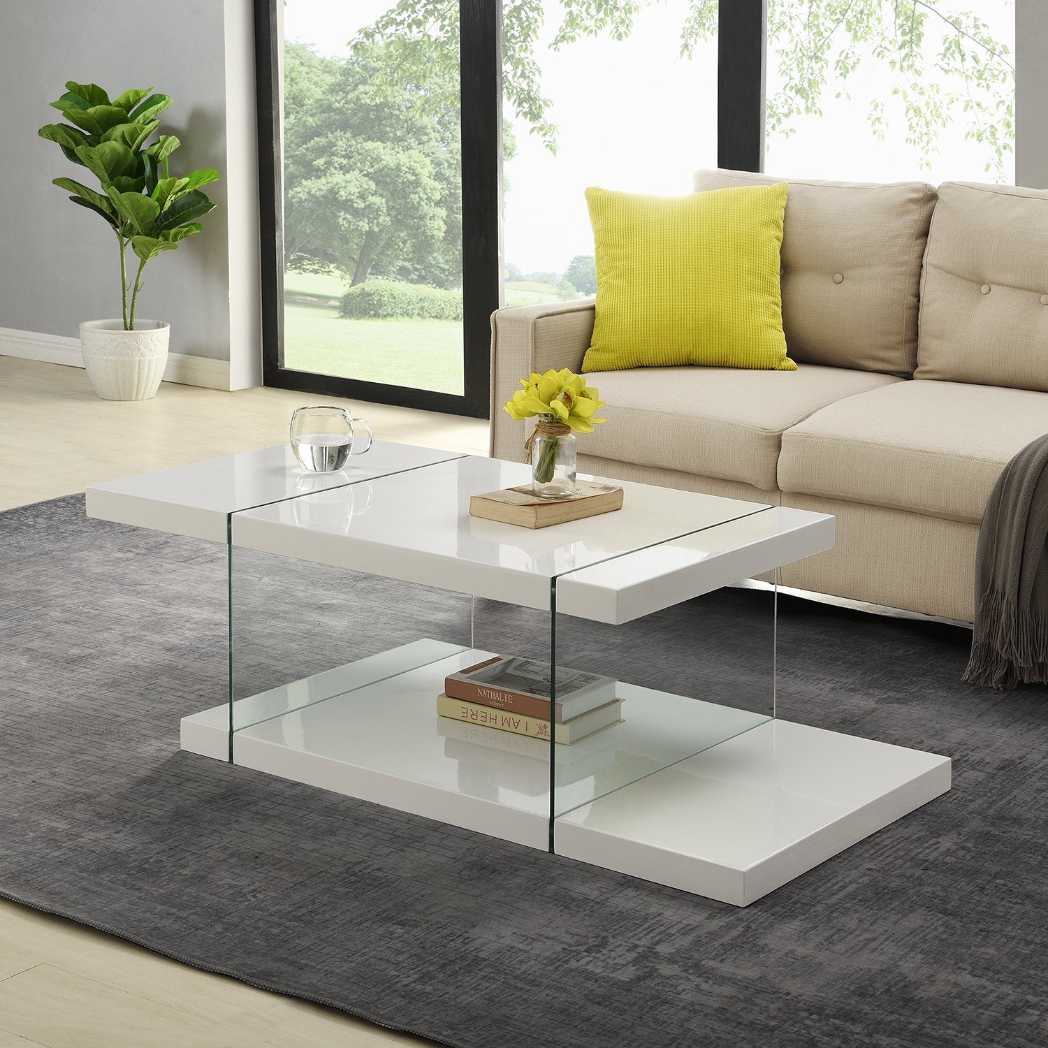 Albion White High Gloss and Glass Coffee Table 2 (4599038246963)