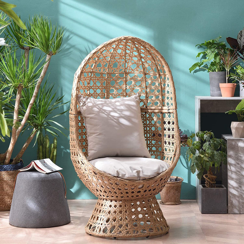 caspian natural rattan effect cocoon patio egg chair