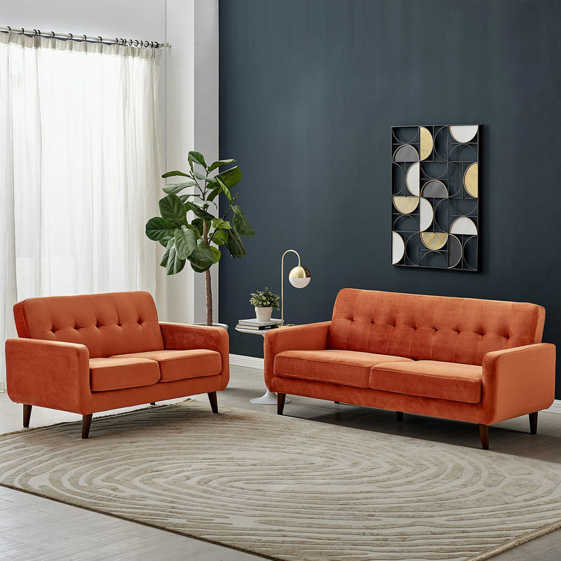 burnt orange two seater sofa