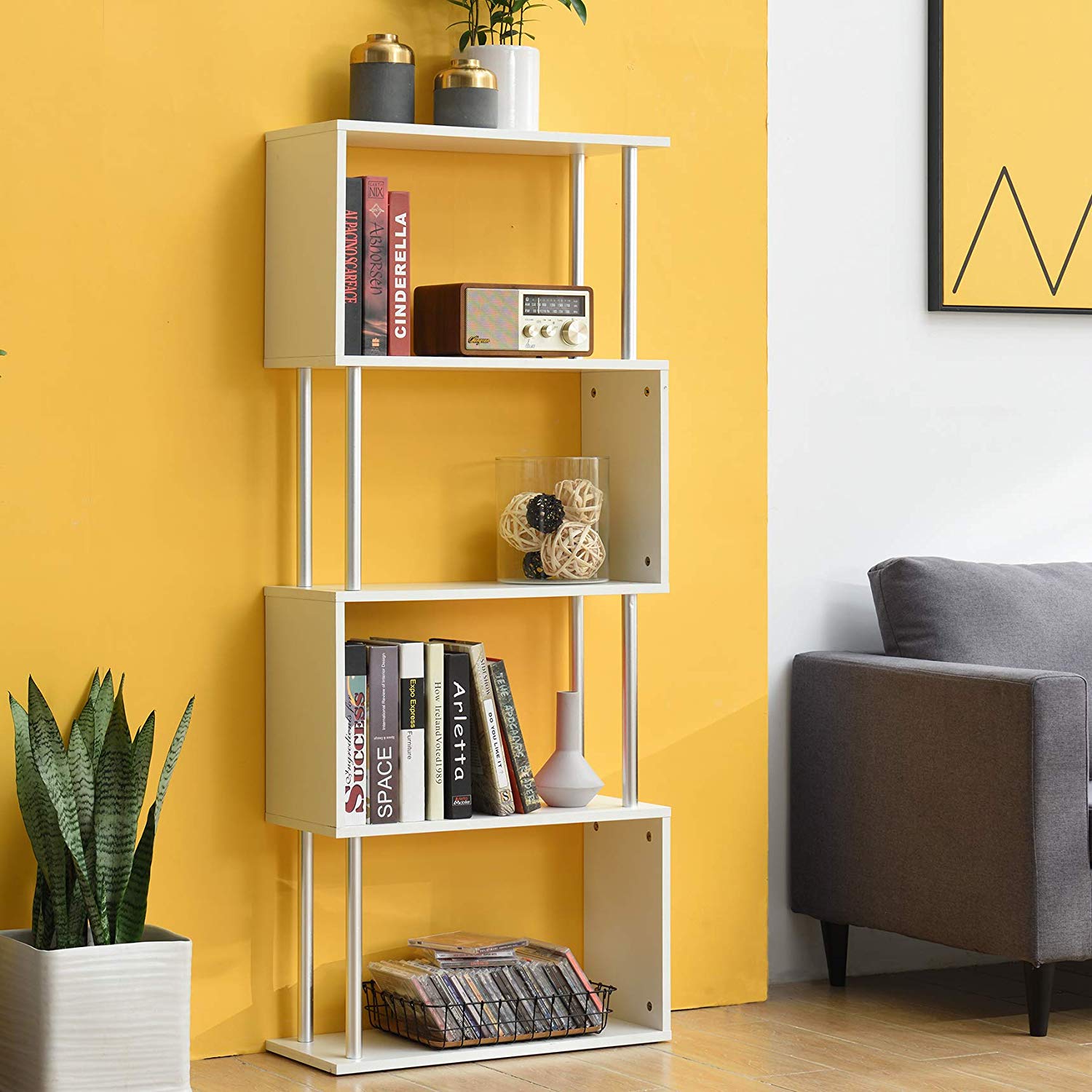 Cherry Tree Furniture FLAM Bookcase Shelving Unit Display Shelf White,