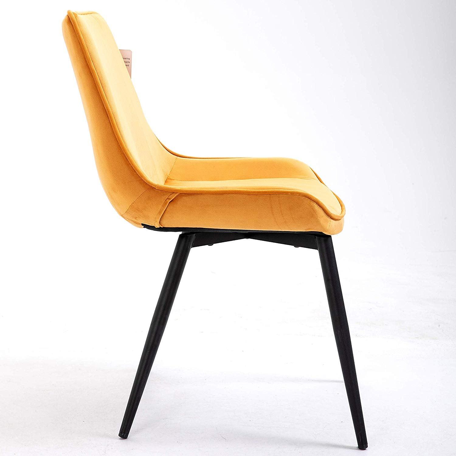 Cherry Tree Furniture Cala Set Of 2 Mustard Yellow Colour Velvet Fabric Desk Chairsdining 3376