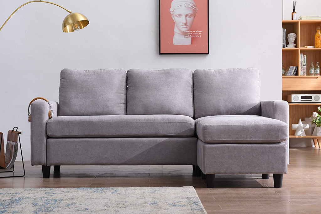 Campbell 3 Seater Sofa with Reversible Chaise in Light Grey | Shop