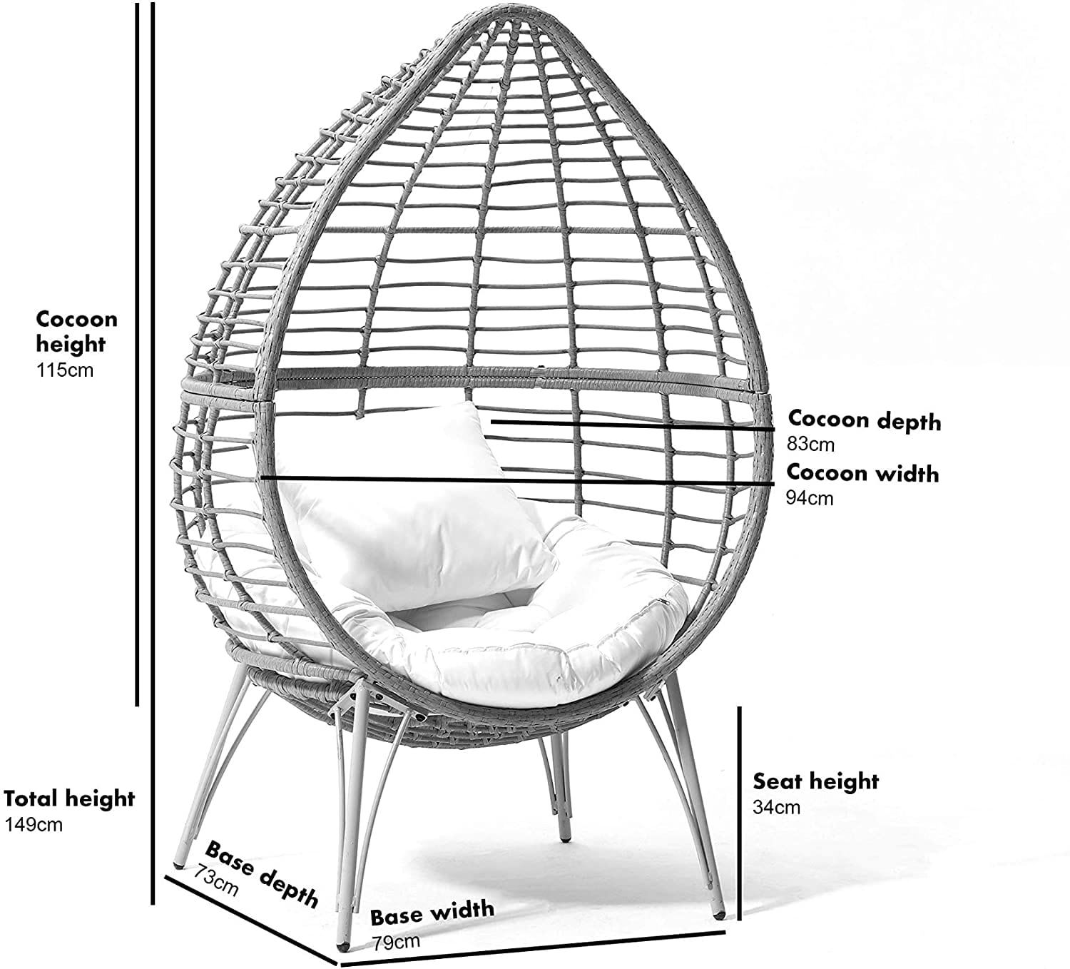 caspian natural rattan effect cocoon patio egg chair