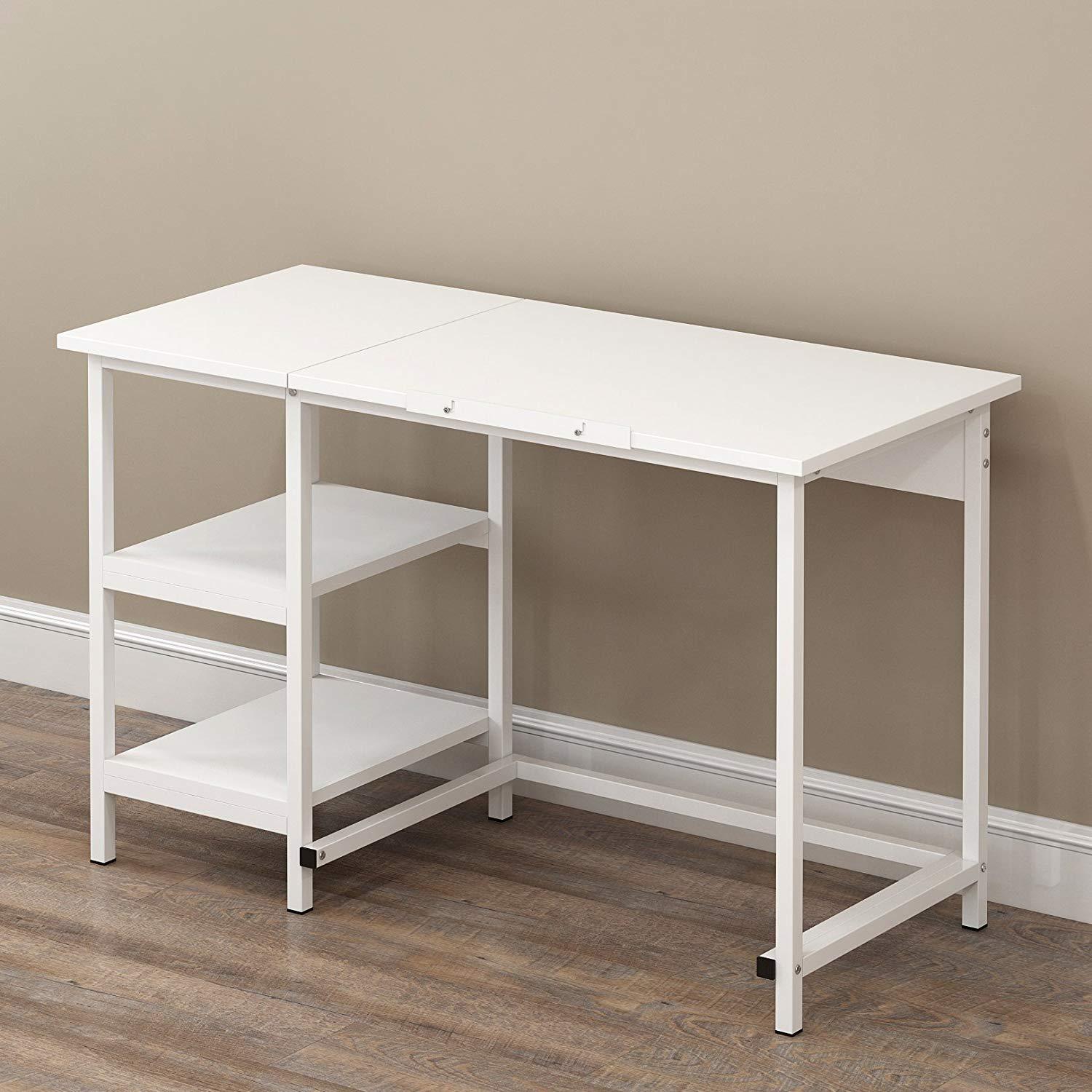 Computer Desk Drafting Table With Shelves White Daal S