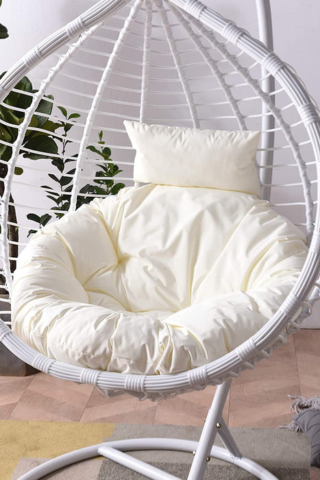 Breeze White Rattan Effect Hanging Egg Chair | Shop Designer Home