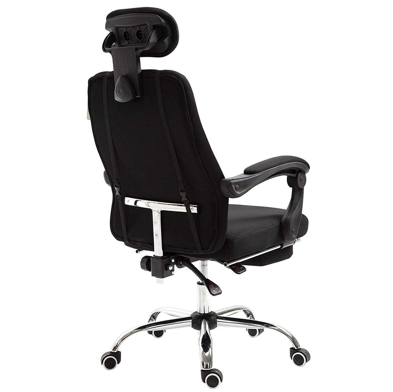 Fabric Recline Office Chair with Footrest and Neck & Lumbar Cushion