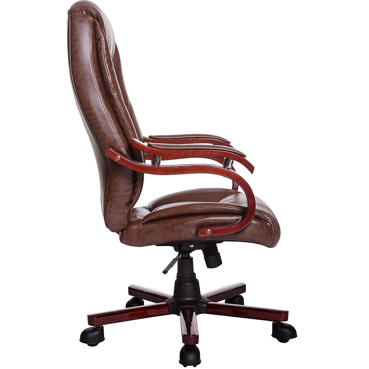 Luxury Wooden Frame Extra Padded Desk Office Chair Light Brown - DaAl's