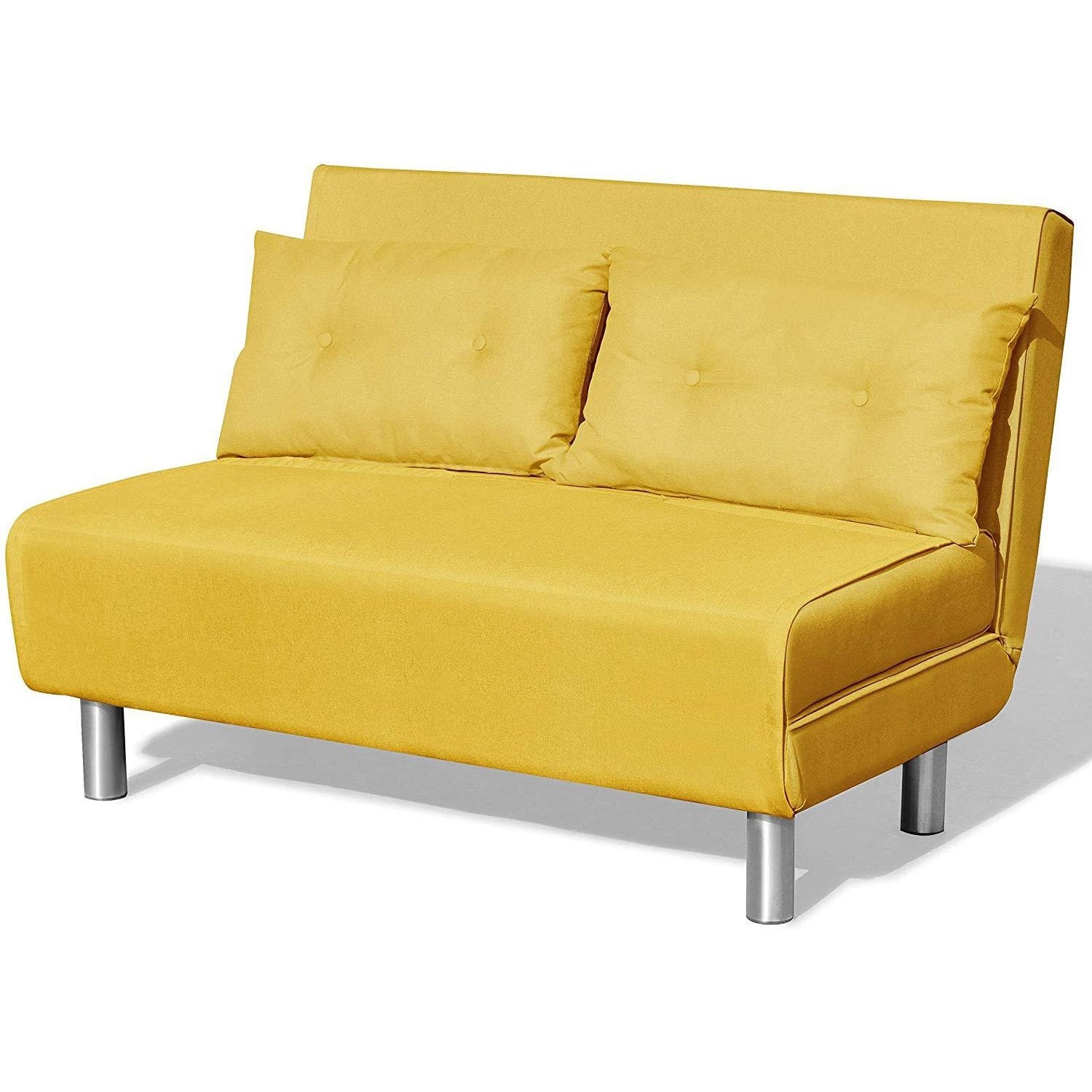 ALGO 2-Seater Small Double Folding Sofa Bed with Cushion Bright Yellow