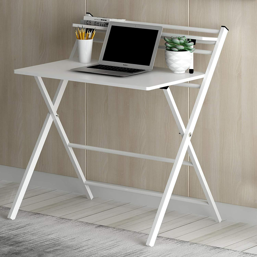 White Folding Desk with Steel Frame | Shop Designer Home Furnishings