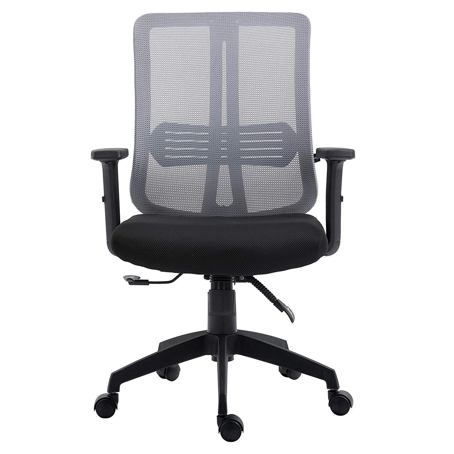 Grey Mesh Medium Back Executive Office Chair Swivel Desk Chair with Synchro-Tilt, Adjustable Armrests