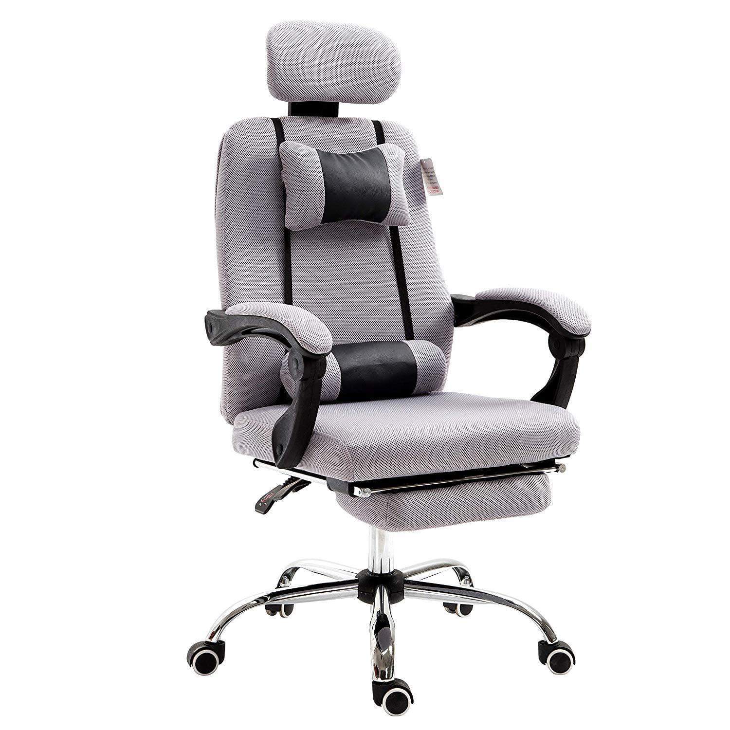 Fabric Recline Office Chair with Footrest and Neck ...