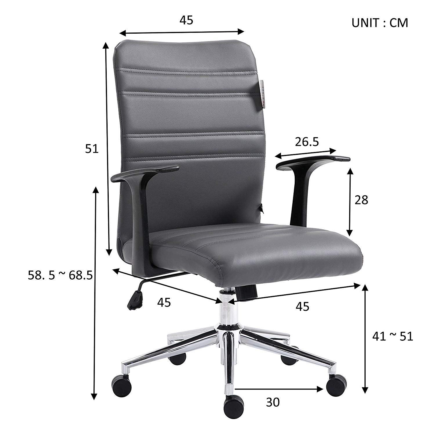 PU Leather Padded Medium Back Swivel Office Chair with ...
