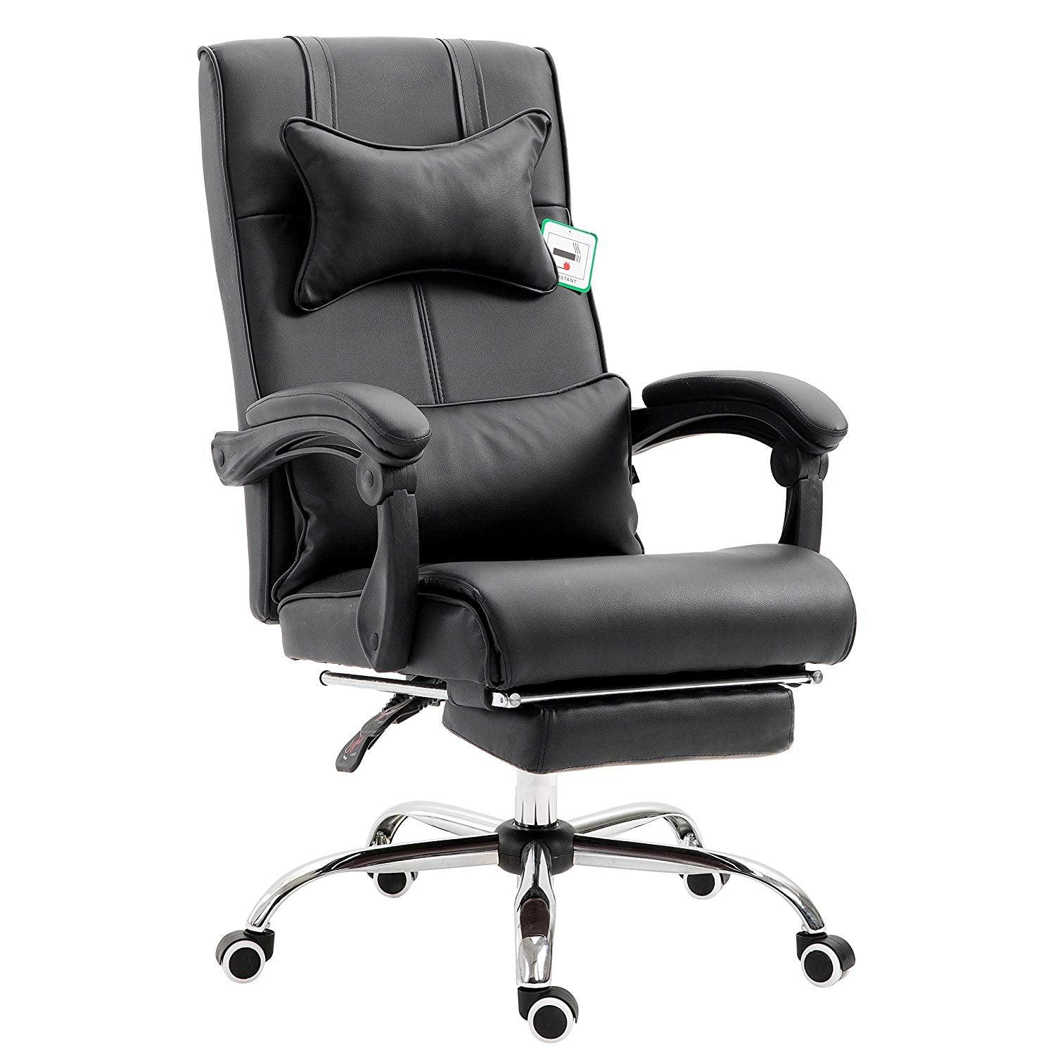 Premium Executive Reclining Desk Chair with Footrest, Headrest and