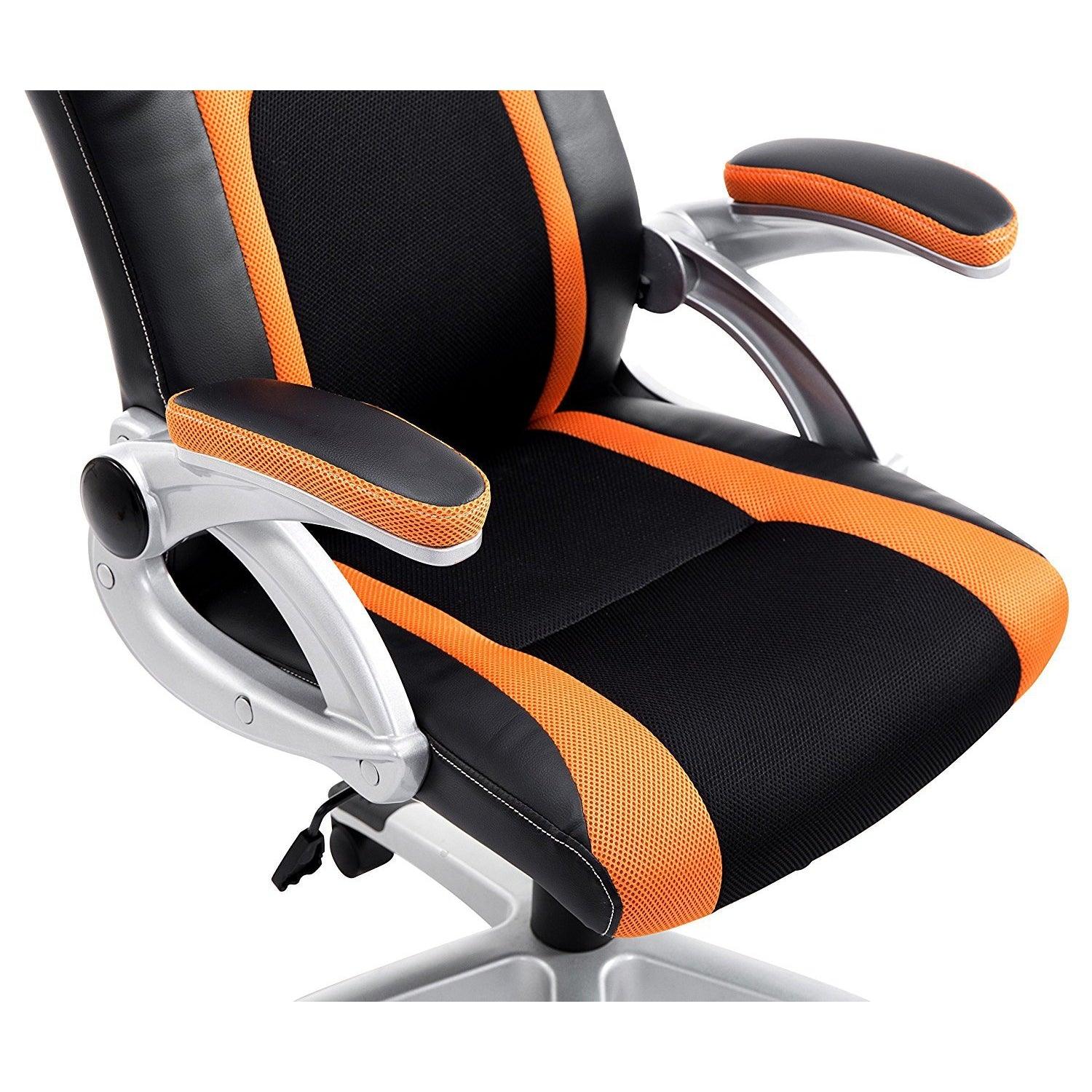 CTF PU Leather & Fabric Racing Gaming Swivel Chair with ...