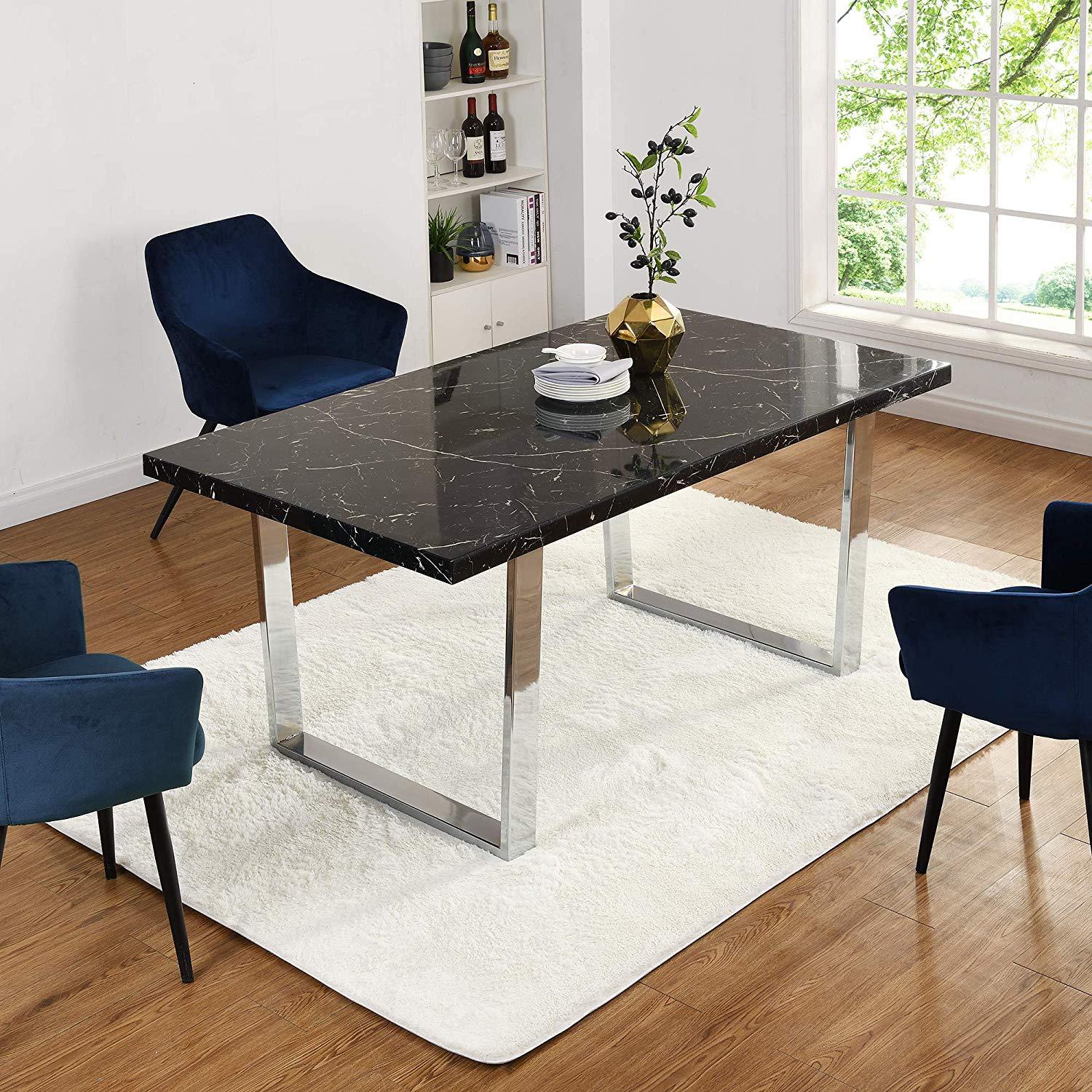 BIASCA 6-Seater High Gloss Marble Effect Dining Table with ... on {keyword}