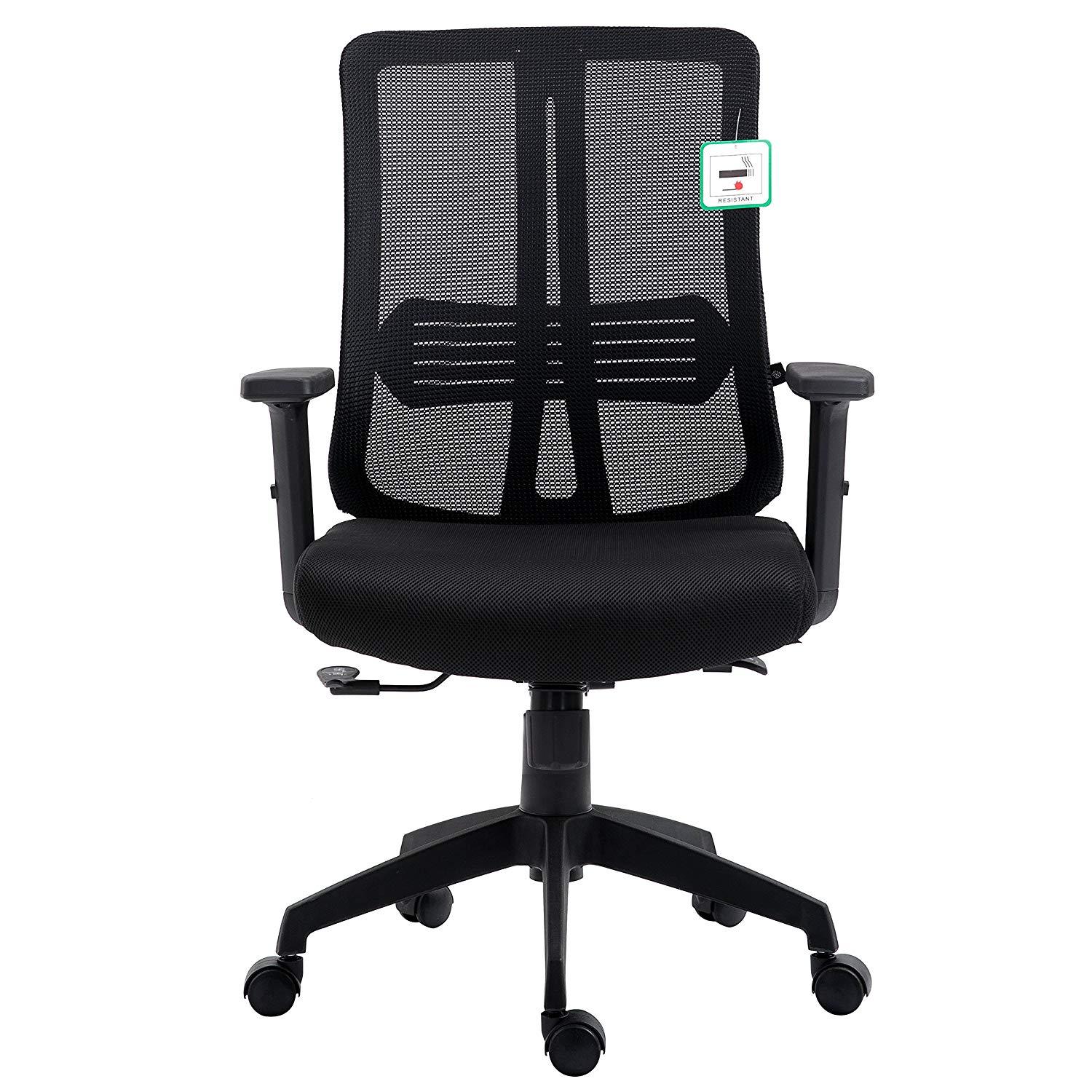 Black Mesh Medium Back Executive Office Chair Swivel Desk Chair with ...