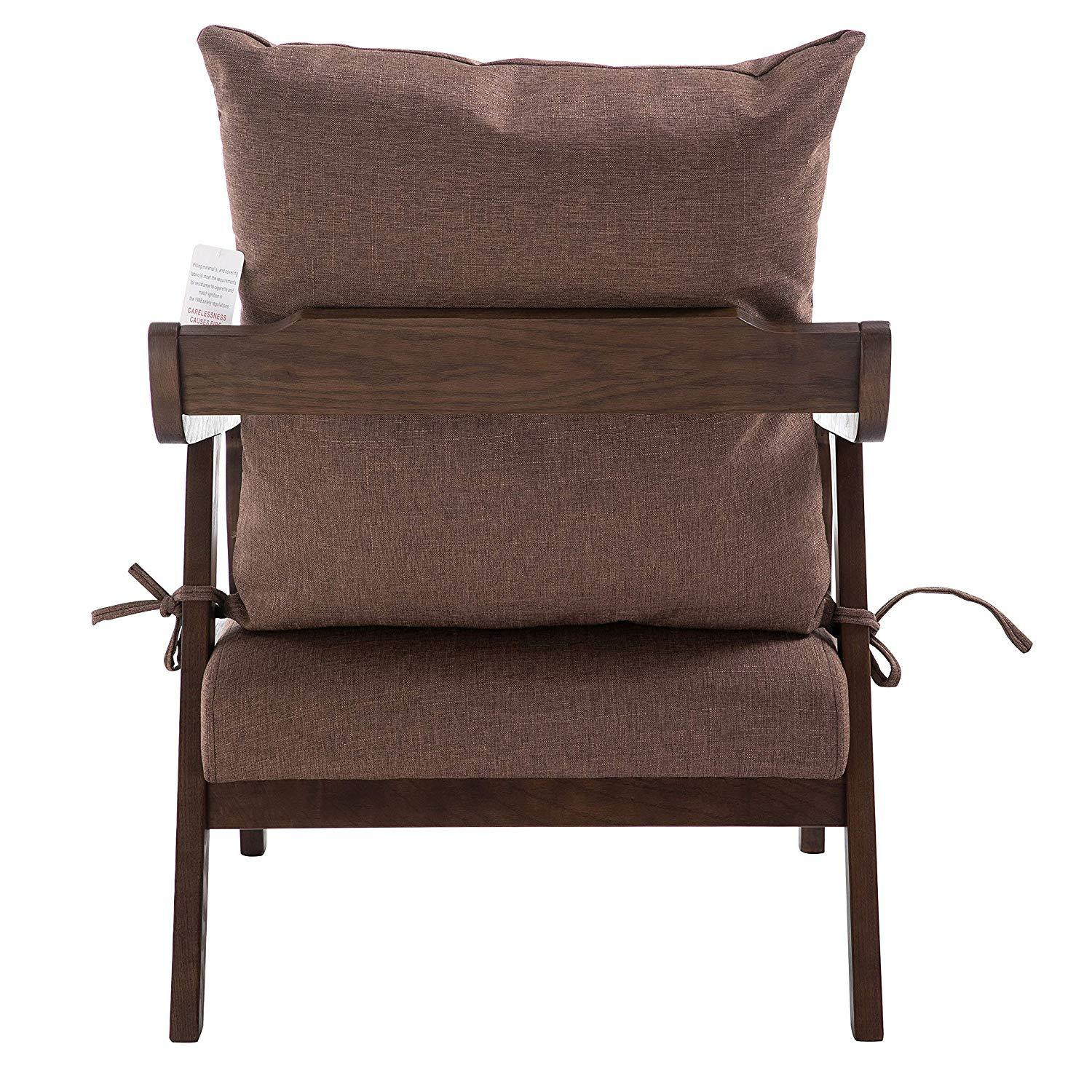 Wood Frame Armchair / Bentwood Grey Fabric Armchair Accent Chair with