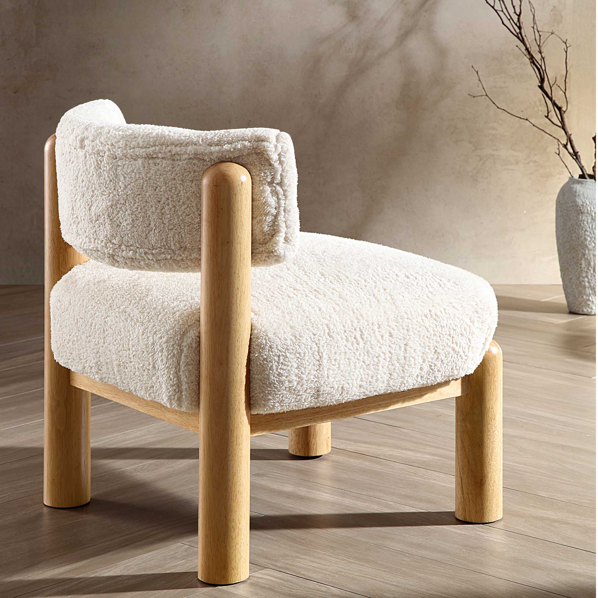 Okja Ecru Sherpa Faux Shearling Accent Chair