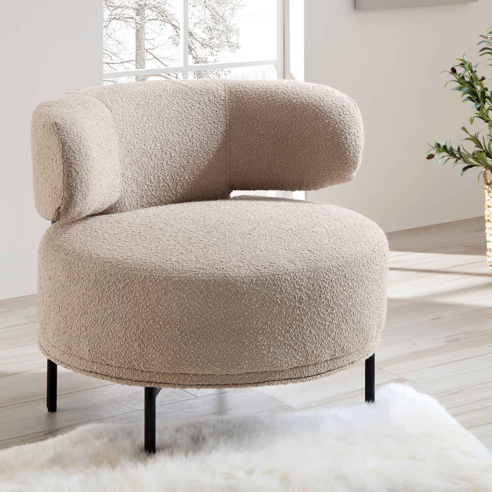 Penn Taupe Boucle Wing Back Accent Chair