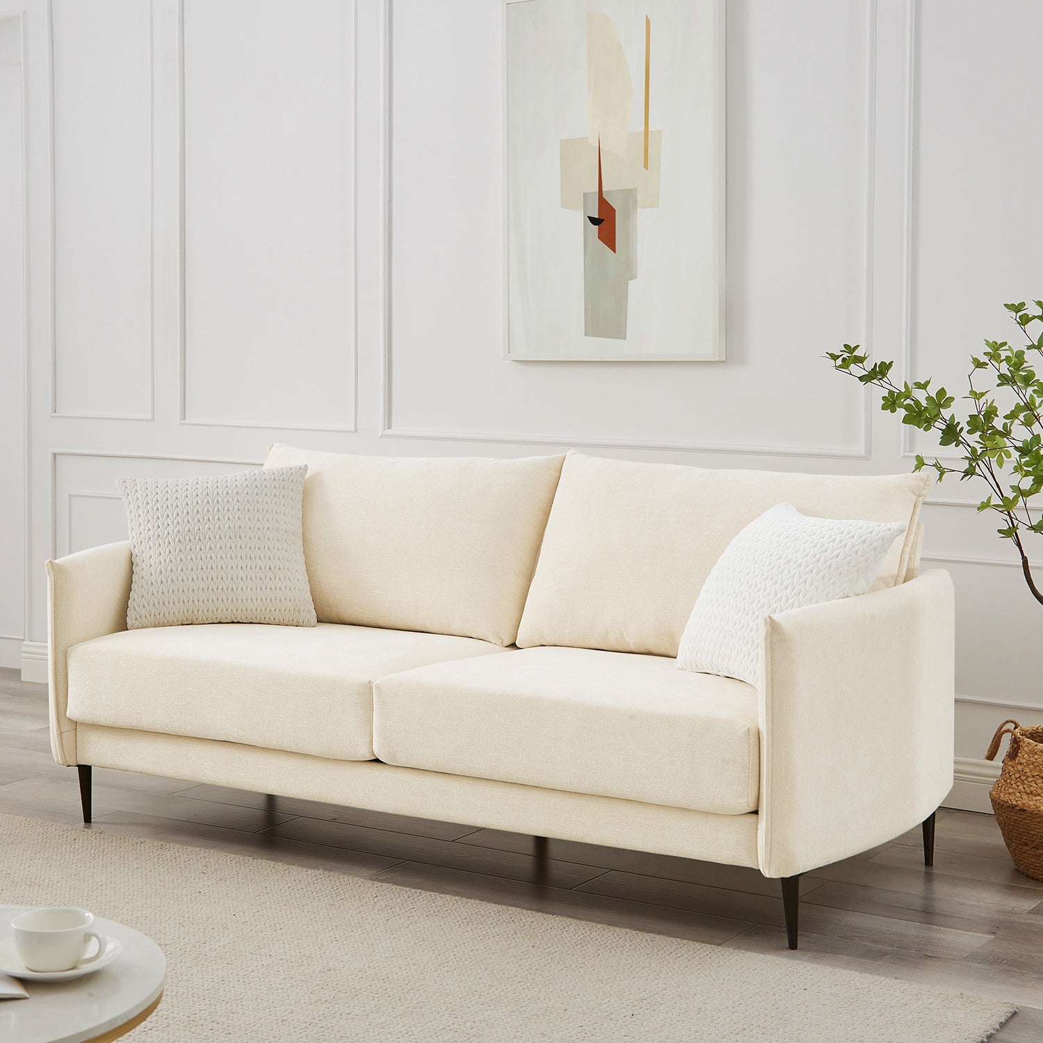 Bari Beige Woven Fabric Sofa