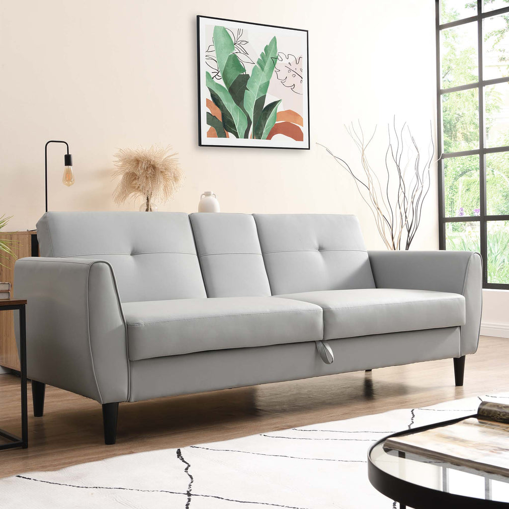 Latimer Grey Faux Leather 3Seater Storage Sofa Bed daals