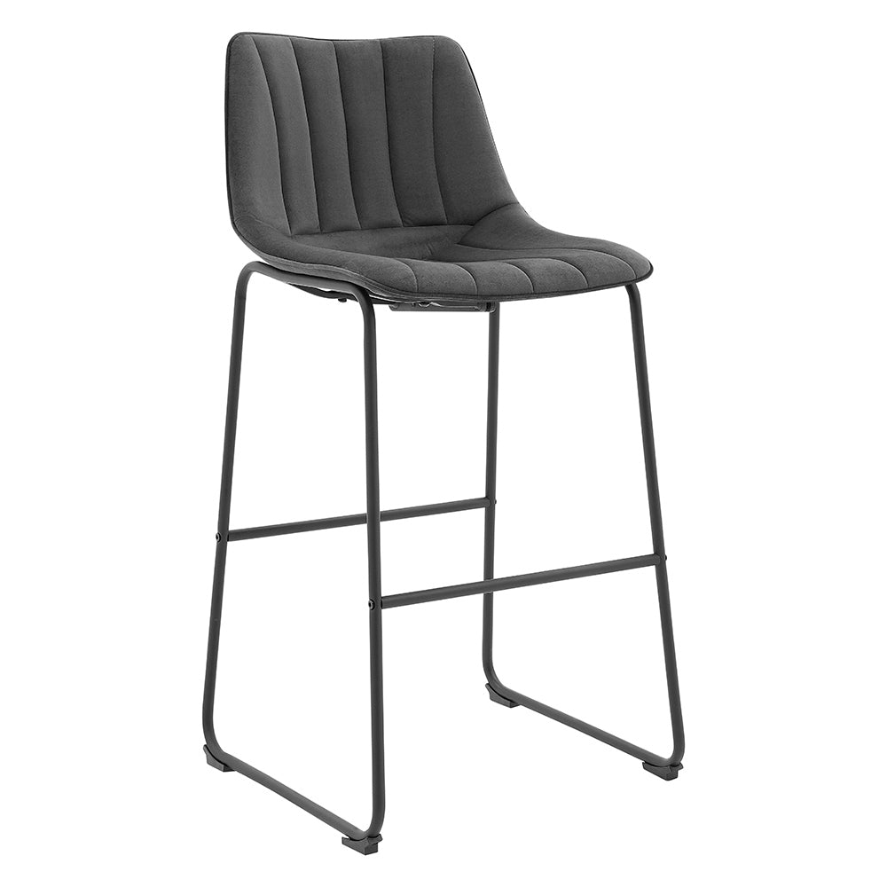 Sutton Set of 2 Barstools with Fluted Back (Grey Velvet)