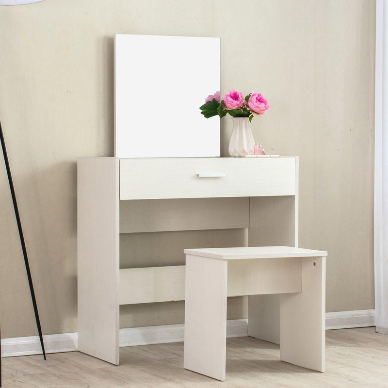 modern design large mirror vanity dressing table with stool beige (621235929139)