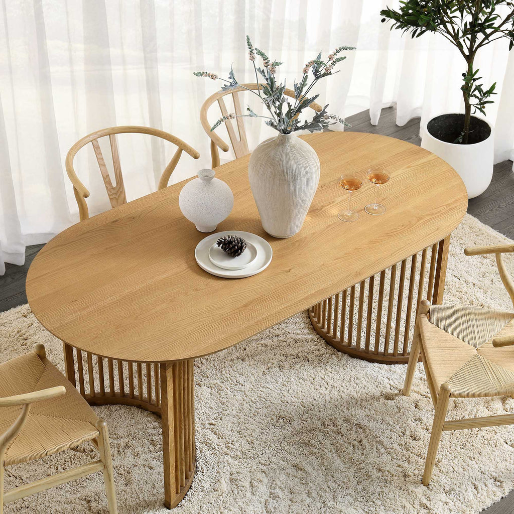 Maru 6 Seater Oval Oak Pedestal Dining Table | daals