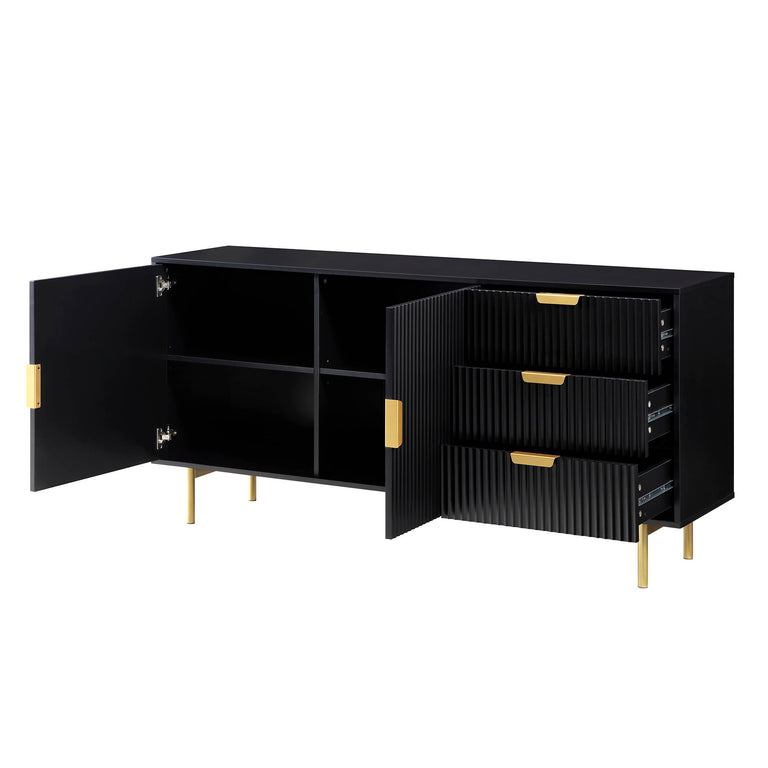 Richmond Ridged Large Sideboard, Matte Black | daals