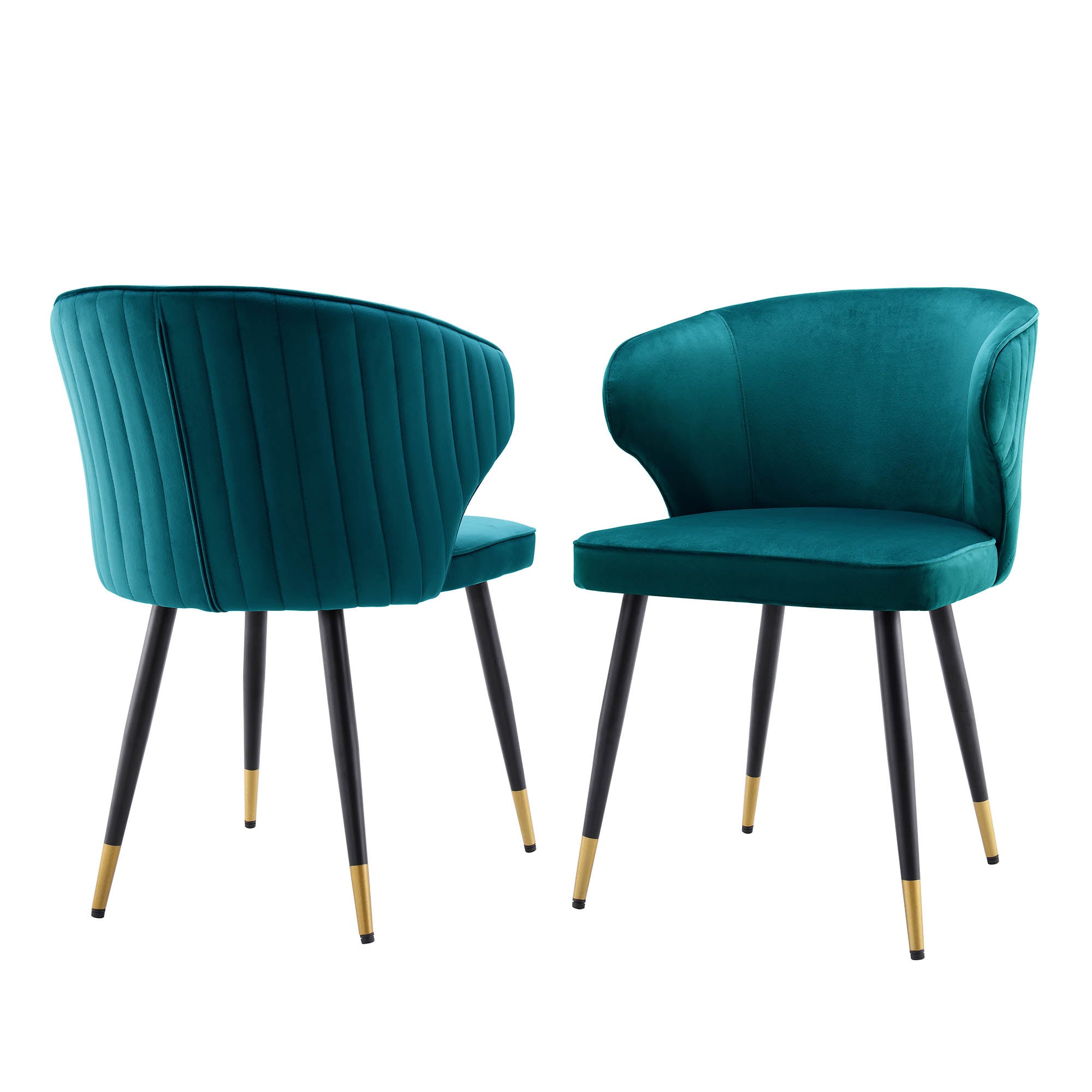 Langham Set of 2 Teal Velvet Upholstered Carver Dining Chairs