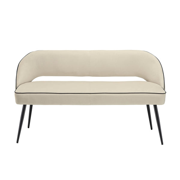Oakley Champagne Velvet Upholstered 3 Seater Dining Bench with Contras ...