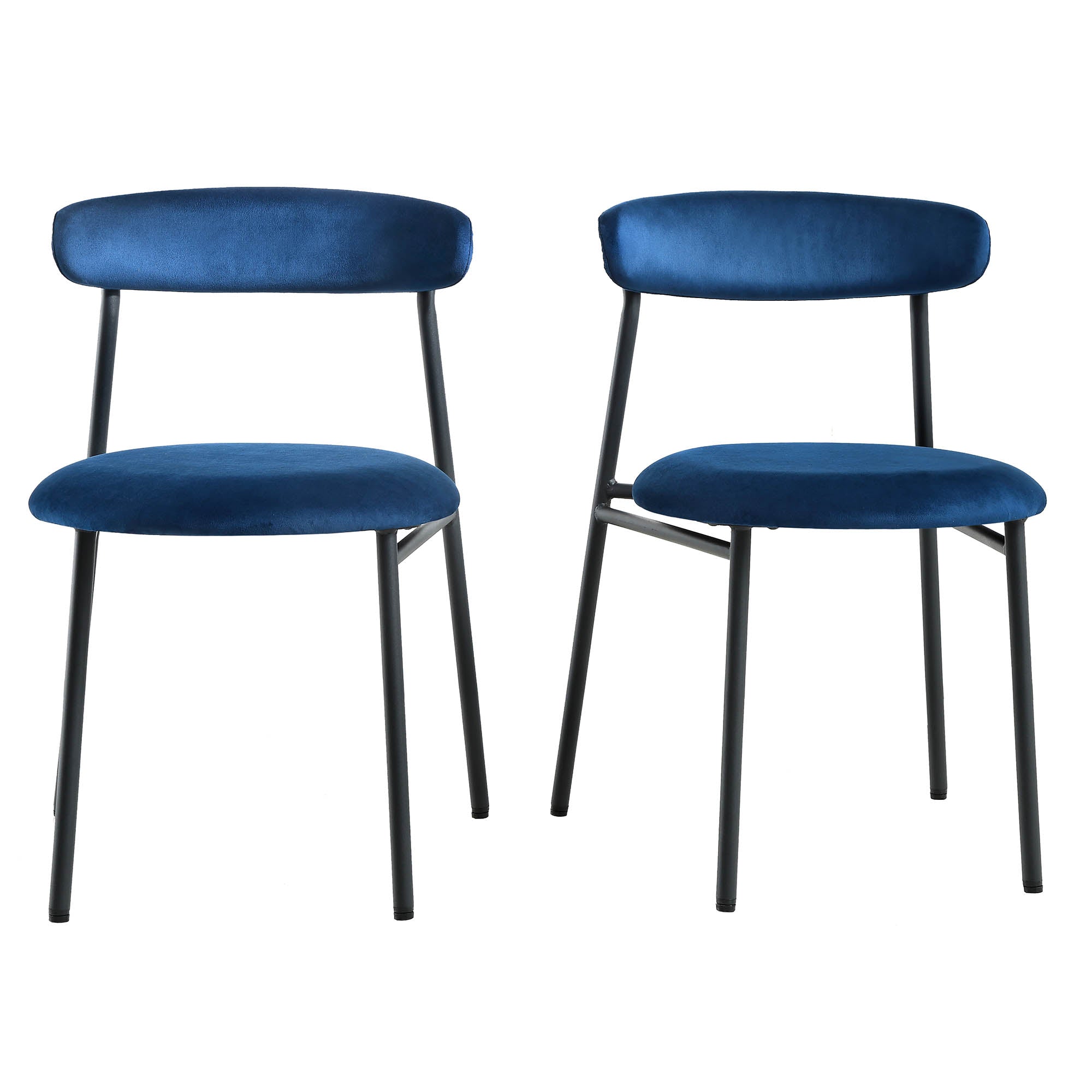 Donna Set of 2 Navy Blue Velvet Dining Chairs