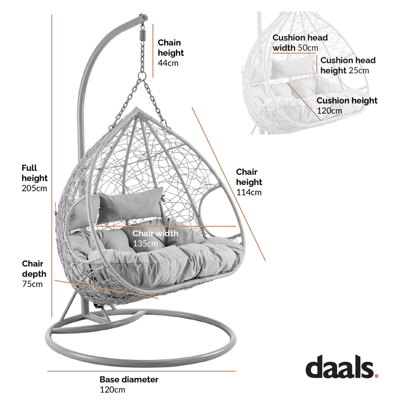 Deneb Light Grey Indoor Outdoor Double Hanging Chair | Shop Designer ...